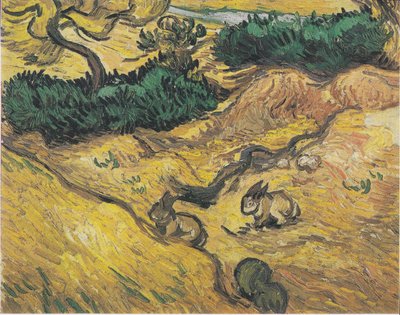 Two Rabbits on a Meadow by Vincent van Gogh